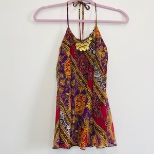 A. Byer sleeveless purple and gold tank top S